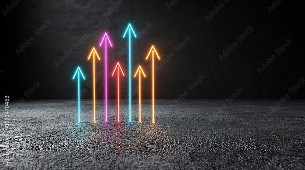Aufkleber elegant and futuristic glowing arrows made from vibrant light beams shooting dynamically upwards aga