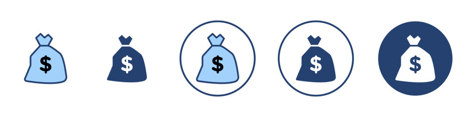 Money bag icon Thin line art isolated
