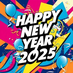 colorful abstract happy new year 2025 background