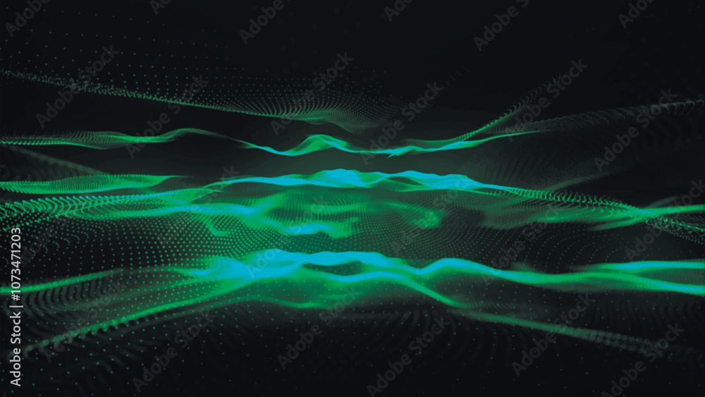 Poster dynamic wave of glowing points. futuristic background for presentation design. 3d vector illustratio