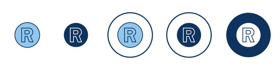 Registered trademark symbol Thin line art isolated