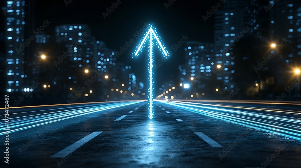 Leinwandbilder a striking digital depicting a bright beaming upward pointing arrow radiating a powerful sense of sp
