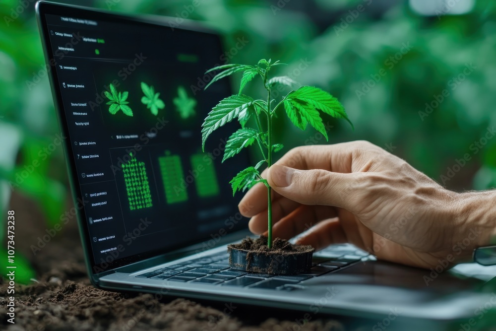Poster sustainable agriculture dashboard eco-friendly digital analytics for green growth data visualization