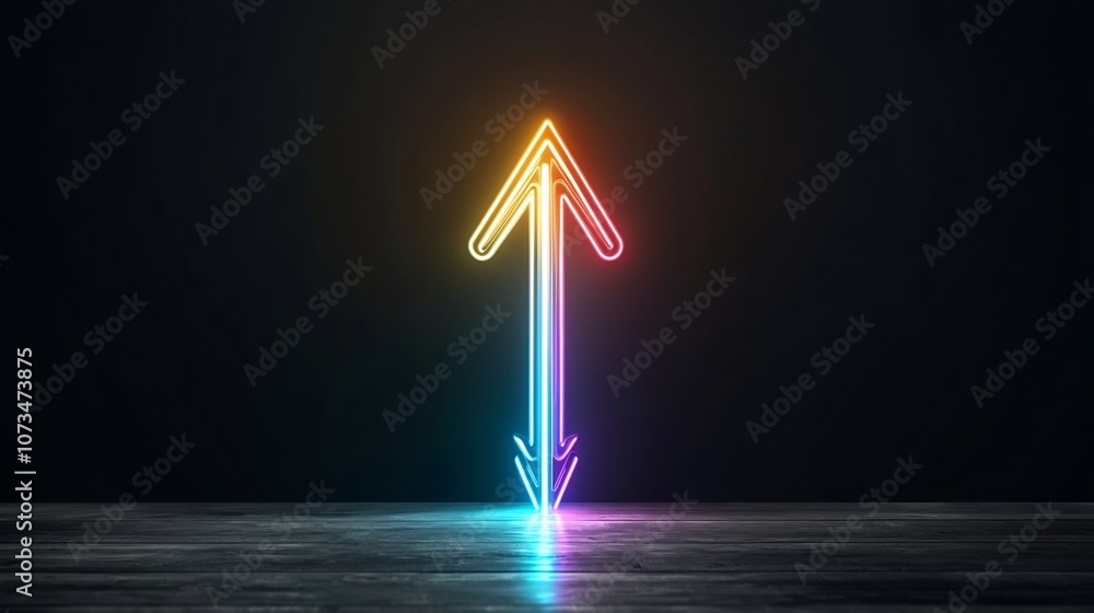 Leinwandbilder a luminous arrow made of vibrant colorful beams directed forcefully upwards with a fast streamlined 