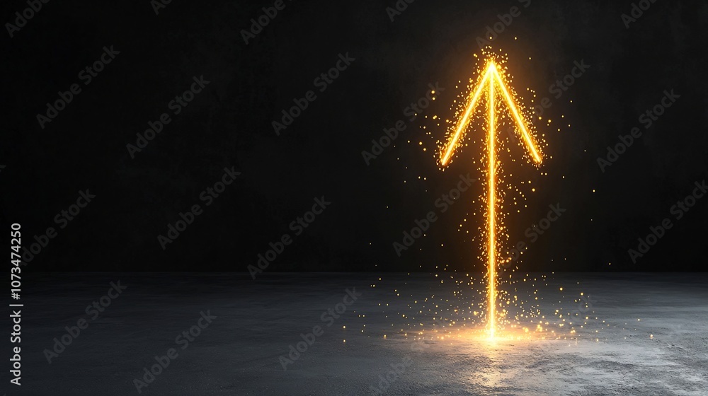 Aufkleber Powerful bursts of bright laser like beams creating a sharp upward pointing arrow shape that radiates a sense of speed and dynamic energy on a deep dark background