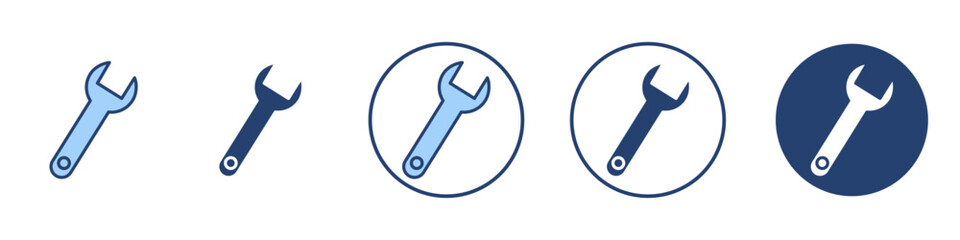 Wrench icon Thin line art isolated