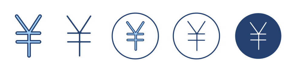 Yen Icon Thin line art isolated