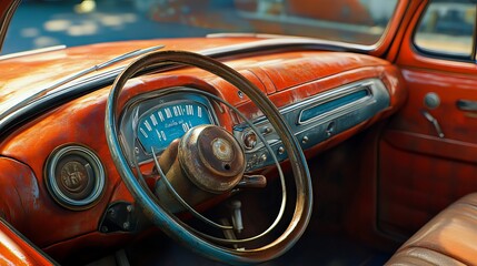 dashboard of a vintage car