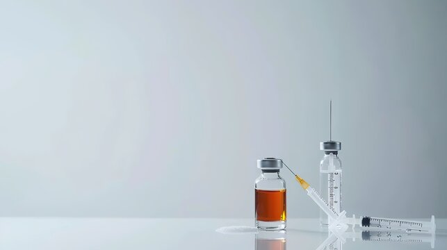 Injection with a Syringe Isolated on White Background - a clinical and precise visual. The injection with a syringe isolated on the white background creates a clean and sterile look. It gives the impr