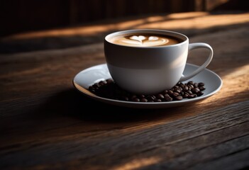 elegant minimalist coffee cup resting naturally textured wooden capturing simplicity rustic charm contemporary design, artisan, beverage, brew, brown, cafe