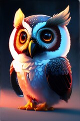Portrait of a colorful owl bird