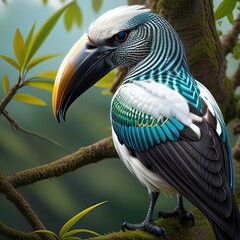 A bird is standing on a tree branch
