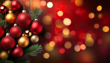 Obraz premium christmas card with colorful red balls