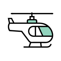 Fototapeta premium Minimalist icon of helicopter in green and black