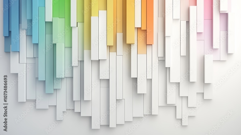 Poster dynamic abstract background, colorful overlapping paper strips creating a textured vector illustrati