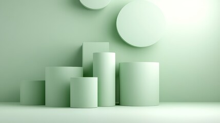 Minimalist green background with two white circles, a modern and abstract design for wallpapers digital art