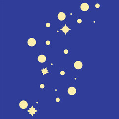 Yellow Constellation on Blue Background, Stars and Planets