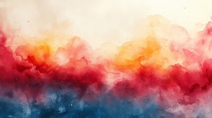 Obraz premium Vibrant abstract watercolor blending warm and cool tones
