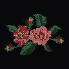 Cross Stitch Flowers, Floral Embroidery Pattern