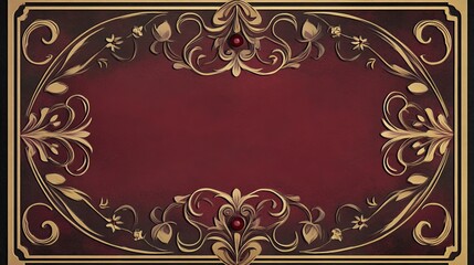 Elegant Floral Frame on Rich Red Background