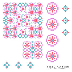 vector 2d pixel art pattern element design, textiles semless pattern design