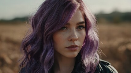 Fototapeta premium A woman with violet hair