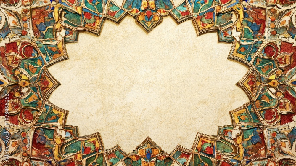 Poster vibrant ornate frame with intricate patterns