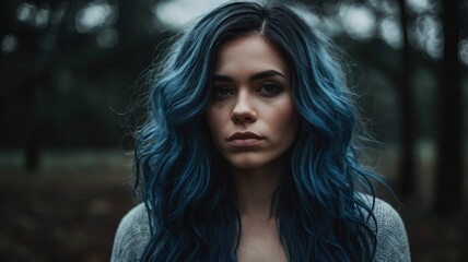 Naklejka premium A woman with blue hair