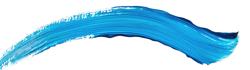 Blue Acrylic Oil Paint Stroke on transparent Background Isolated Artistry