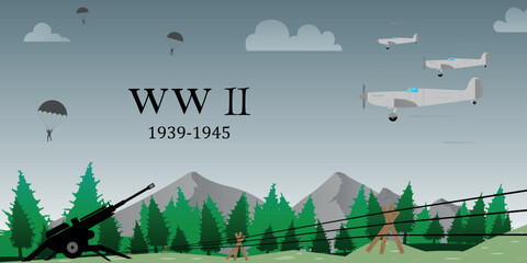 World war 2 battlefield 1939-1945, army weapons, boarder defence, military aircraft and parachute troops