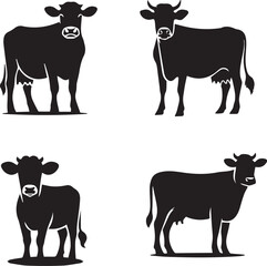  Cow Silhouette Collection - Farm Animal Vector Set