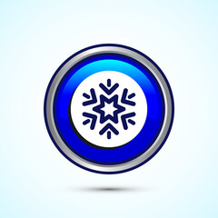 Snowflake icon design, Keep frozen icon. Blue Color Round Button Design