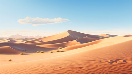 Desert Landscape with Towering Sand Dunes and Golden Light
