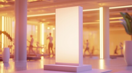 Fitness Studio Standee Mockup with Energetic Participants and Motivating Decor for Promoting Events or Classes