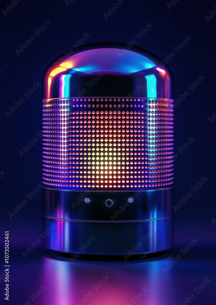 Poster a metallic object with a colorful light inside