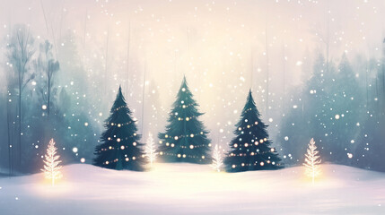 Obraz premium magical Christmas trees in the forest