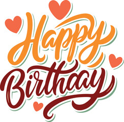 Happy Birthday typography in a warm, friendly, handwritten script font, with subtle heart shapes as dot accents, creating a cozy, personal feel