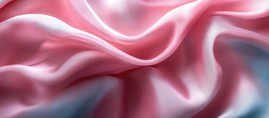 Fototapeta premium Pink and white silk fabric with smooth, elegant waves.