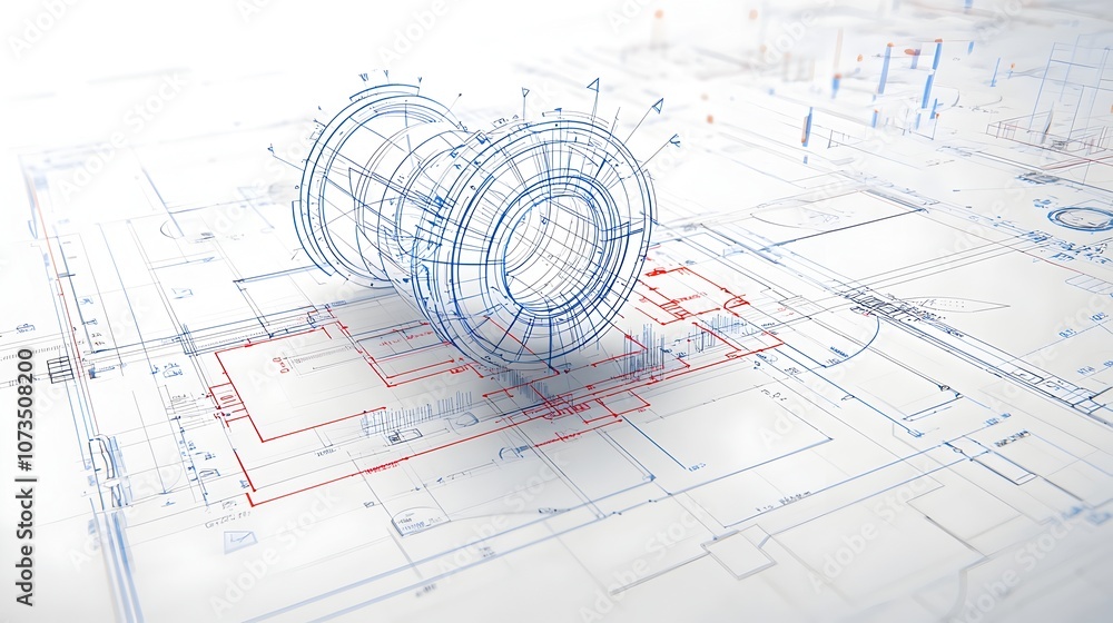 Poster Radiant blueprint featuring dynamic lines and geometric shapes that showcase innovative futuristic design solutions for cutting edge architectural and engineering projects