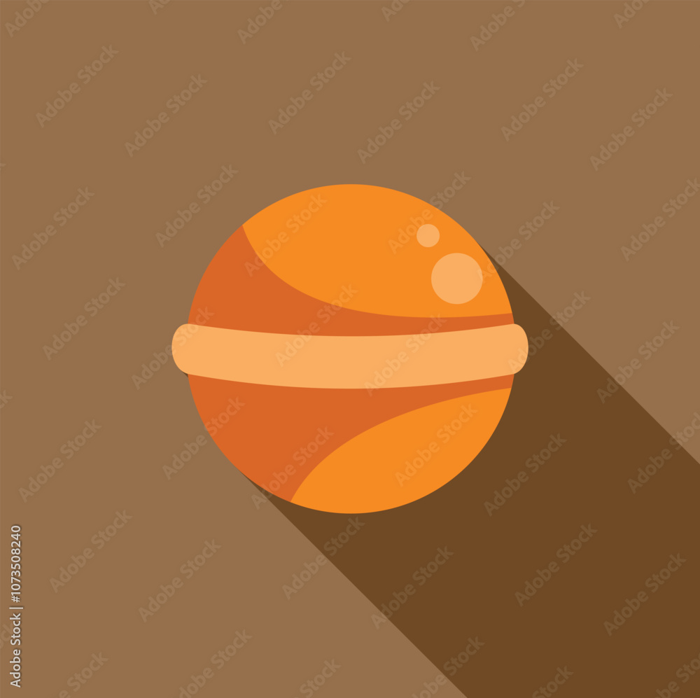 Poster jupiter planet rotating in space with great red spot and long shadow, astronomy and space exploratio