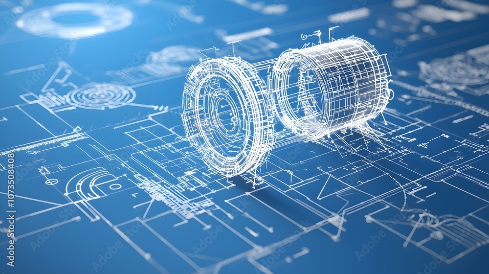 Poster Radiant Blueprint with Sleek Lines and Geometric Shapes Showcasing Futuristic Design Solutions for Architecture Engineering and Innovation  A Visionary Concept for the Future