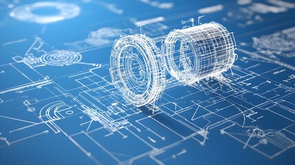 Radiant Blueprint with Sleek Lines and Geometric Shapes Showcasing Futuristic Design Solutions for Architecture Engineering and Innovation  A Visionary Concept for the Future