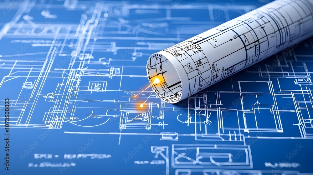 Poster futuristic blueprint with bright glowing accents that highlight innovative technological solutions a