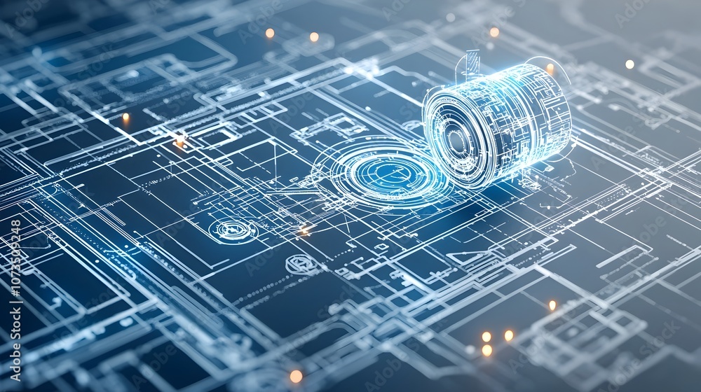 Leinwandbilder glowing futuristic blueprint with intricate design elements depicting a visionary engineering concep