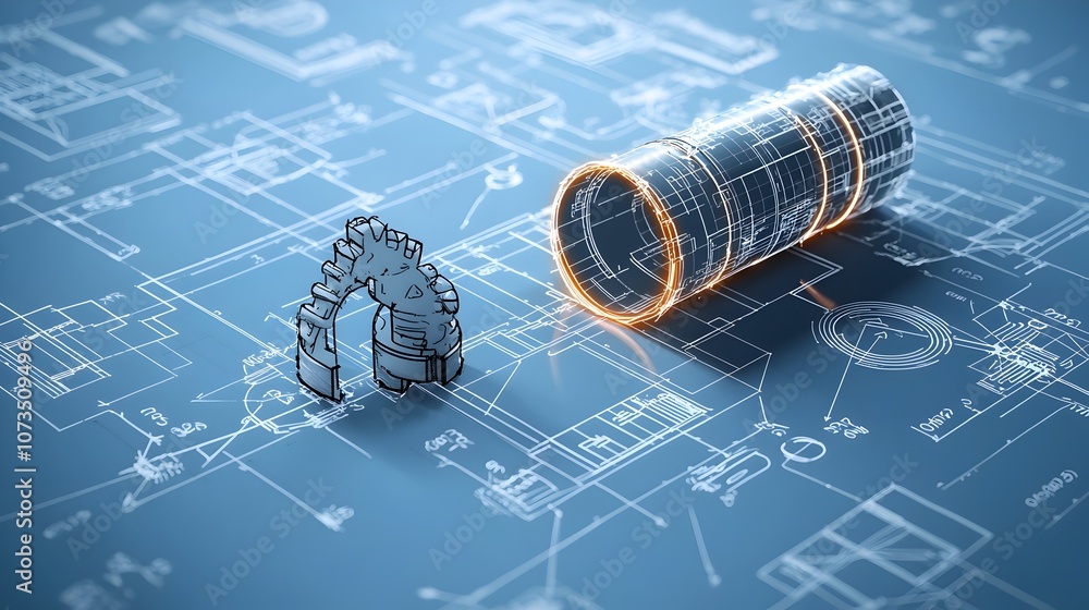 Aufkleber glowing neon blueprint detailing innovative plans for cutting edge design solutions that challenge t