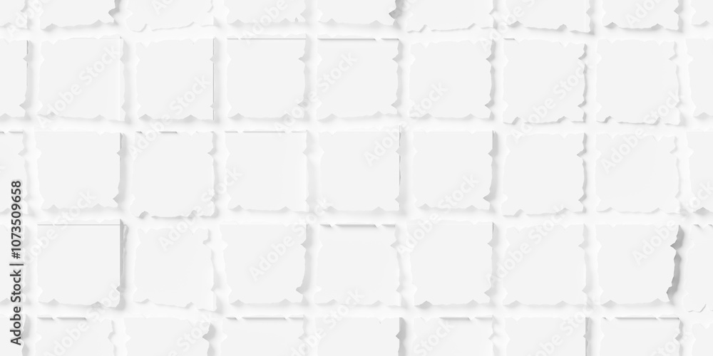 Poster grid of offset white cube boxes or blocks with uneven random edges background wallpaper banner