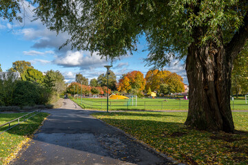 City park Vasaparken during autumn in Norrköping, Sweden. Norrköping is a historic industrial town.