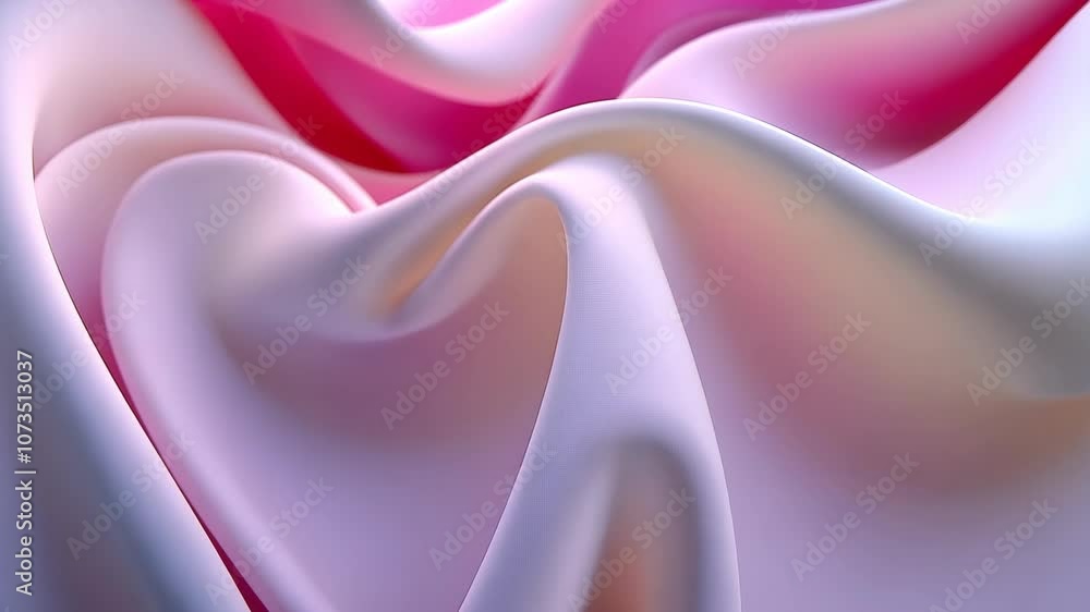 Poster pink and white fabric draped in soft folds, creating a smooth and elegant texture