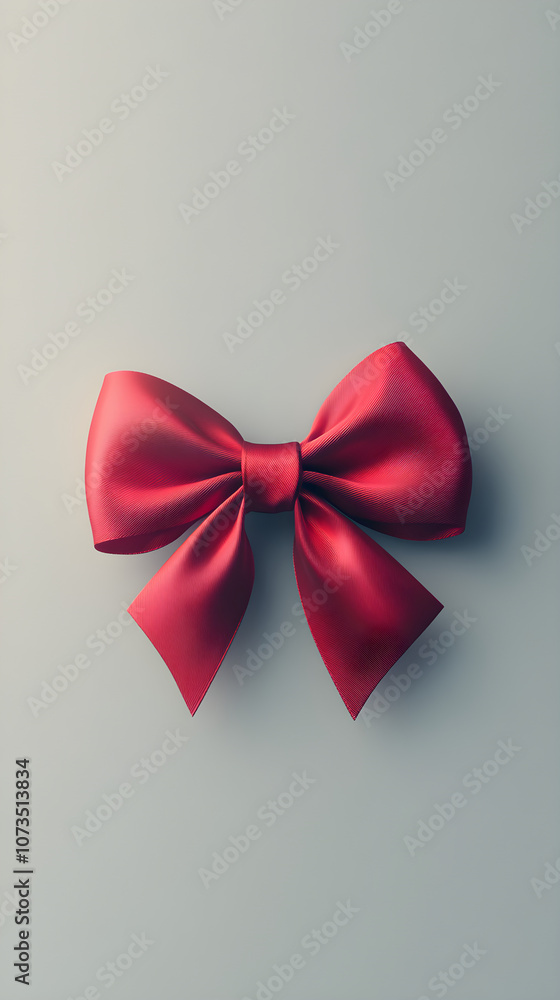Poster a satin red bow isolated on a plain background showcases its elegant design and smooth texture for d