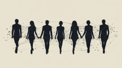 Obraz premium Silhouettes of Professionals Connected by Networks